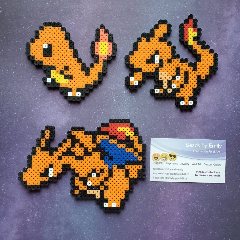 Charmander Charmeleon Charizard Magnets - Handmade Pokemon Kids Room Home Decor